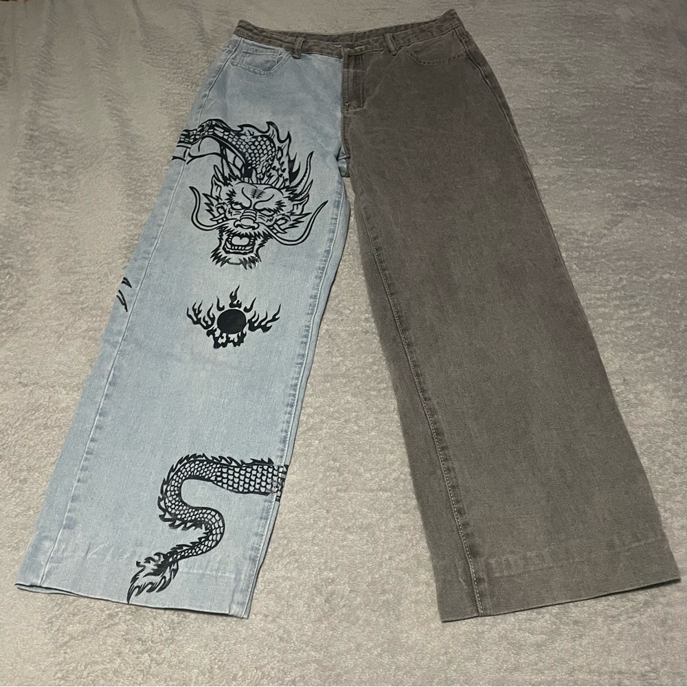 Wide leg ankle length dragon jeans size 9 / 10